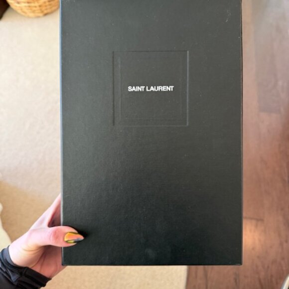 Saint Laurent Black Satin Mule Sandals w/ Box + Dustbags - Picture 9 of 10